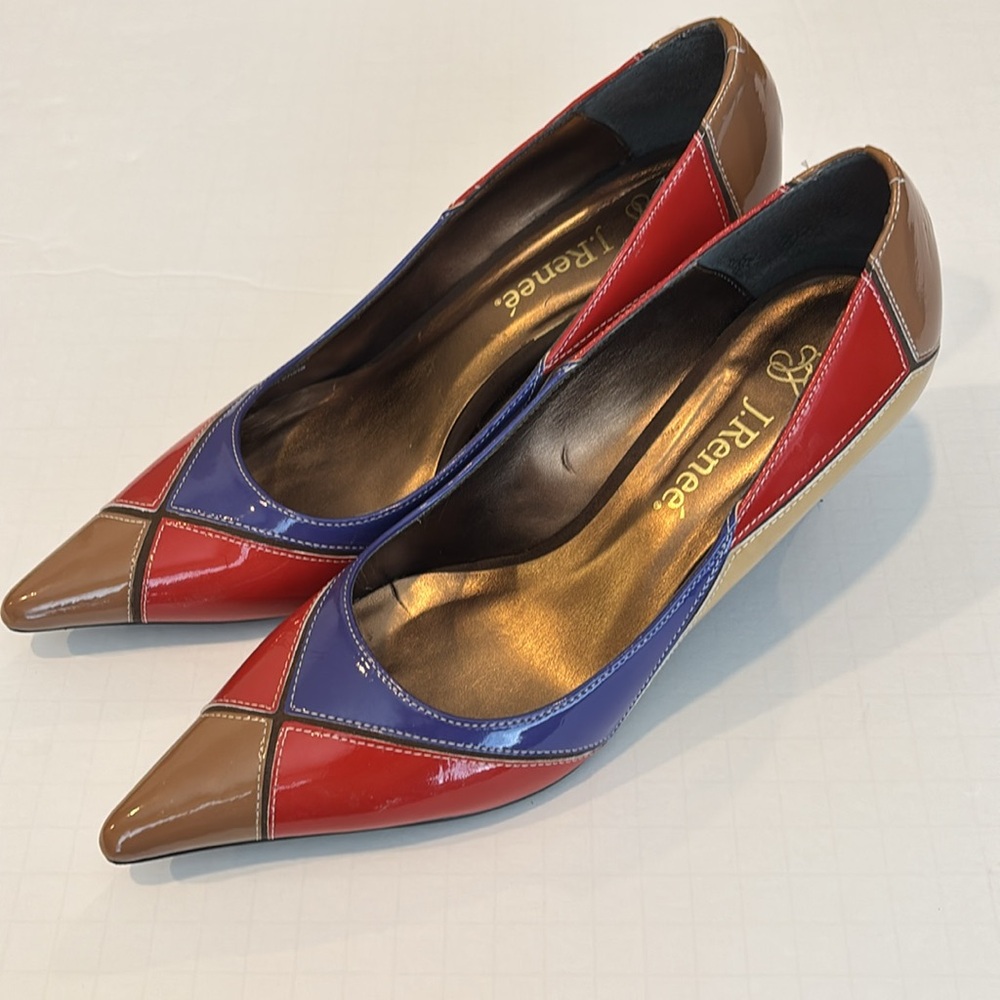 J.Renee Tangle Colorblock Patchwork Pointed Toe Kitten Heels in Size 6.5 - Picture 3 of 16